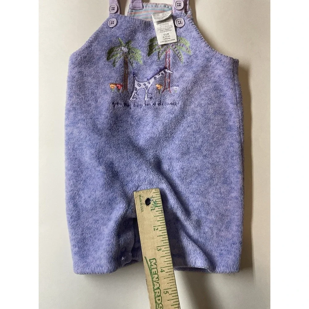 Vintage Carters John Lennon Fleece Overalls 3-6 Month‎ Lavender Purple Giraffe